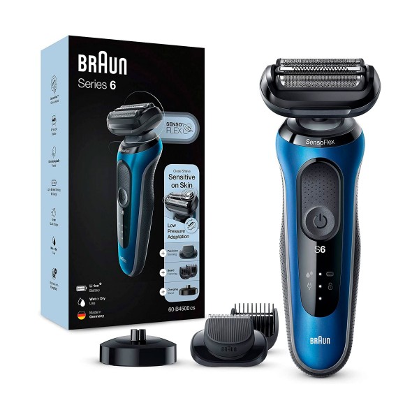 Braun series 6 61-b1200s afeitadora en seco y en mojado / funda para viaje y accesorios para recorte